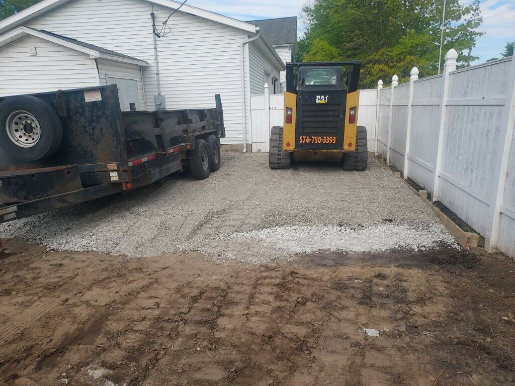 Completed gravel spreading with CAT skid loader in Knox Indiana