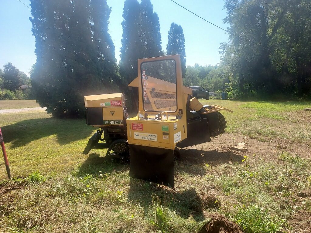 Stump grinder on residential property in Knox Indiana